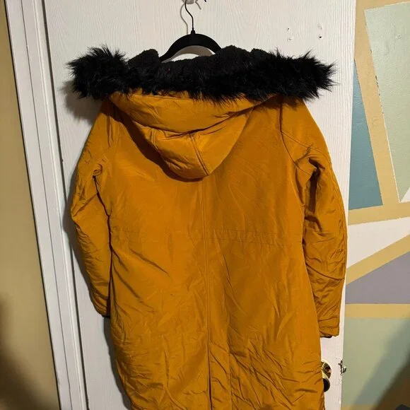 Sam Edelman Women's Mustard Yellow Puffer Parka Coat - Picture 3 of 4